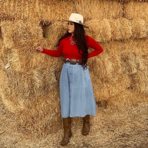 Image of Denim Long Skirt  