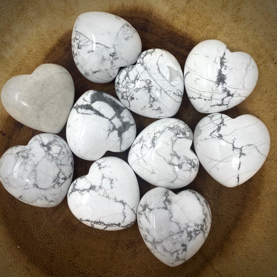 Image of Howlite Pocket Hearts for Patience & Focus