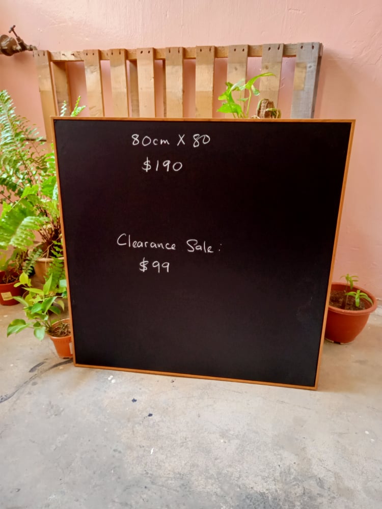 Square Chalkboard with Brown Wooden Frame
