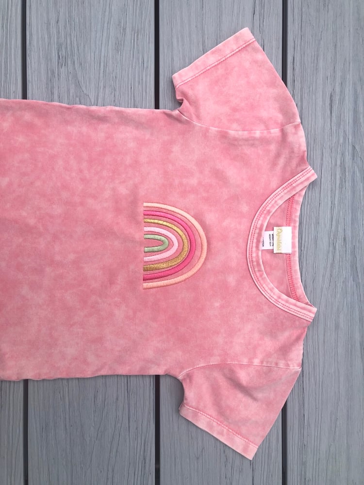 Image of Pink Stonewash Rainbow Tee 