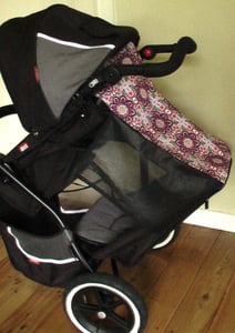 Image of "Pretty in Pink & Purple" Rear Seat Sun Shade for Phil & Teds Inline Tandem Buggy