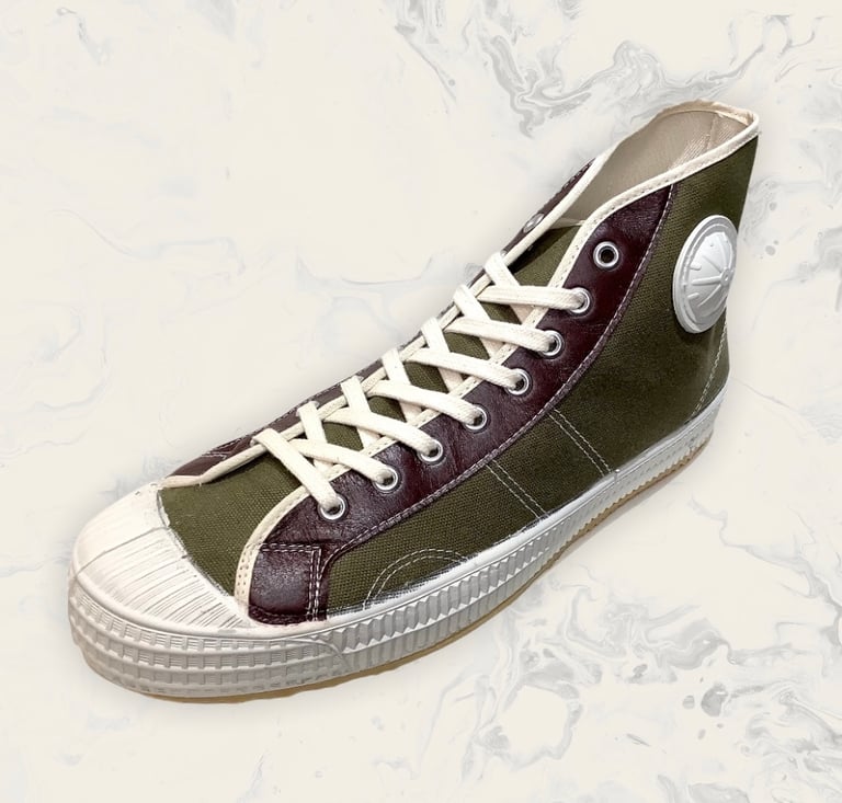 VEGANCRAFT vintage hi top olive sneaker shoes made in Slovakia Image 2