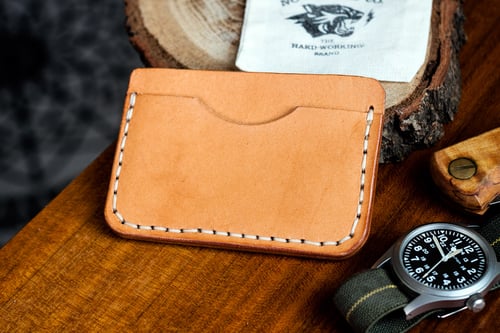 Image of S.L.C. — "NATURAL TAN" ITALIAN COWHIDE LEATHER CARD HOLDER