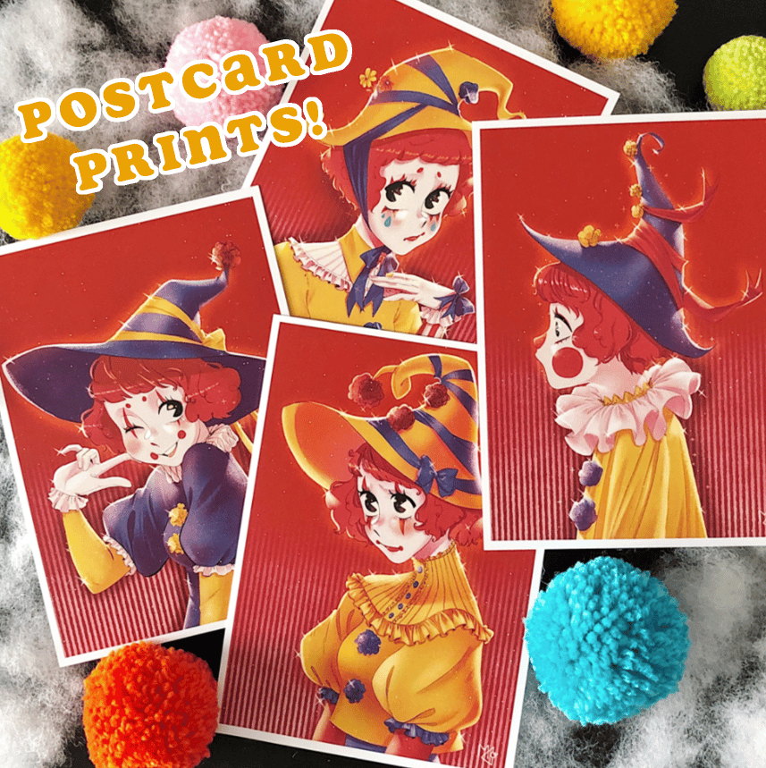 Image of Witchy Clown Postcard Prints