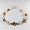 Amber, freshwater pearl and silver bracelet