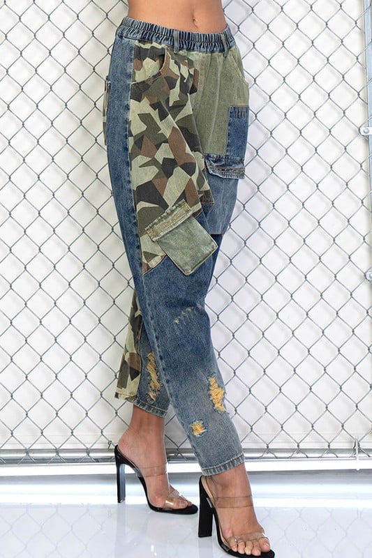 Image of Denim Camouflage Joggers