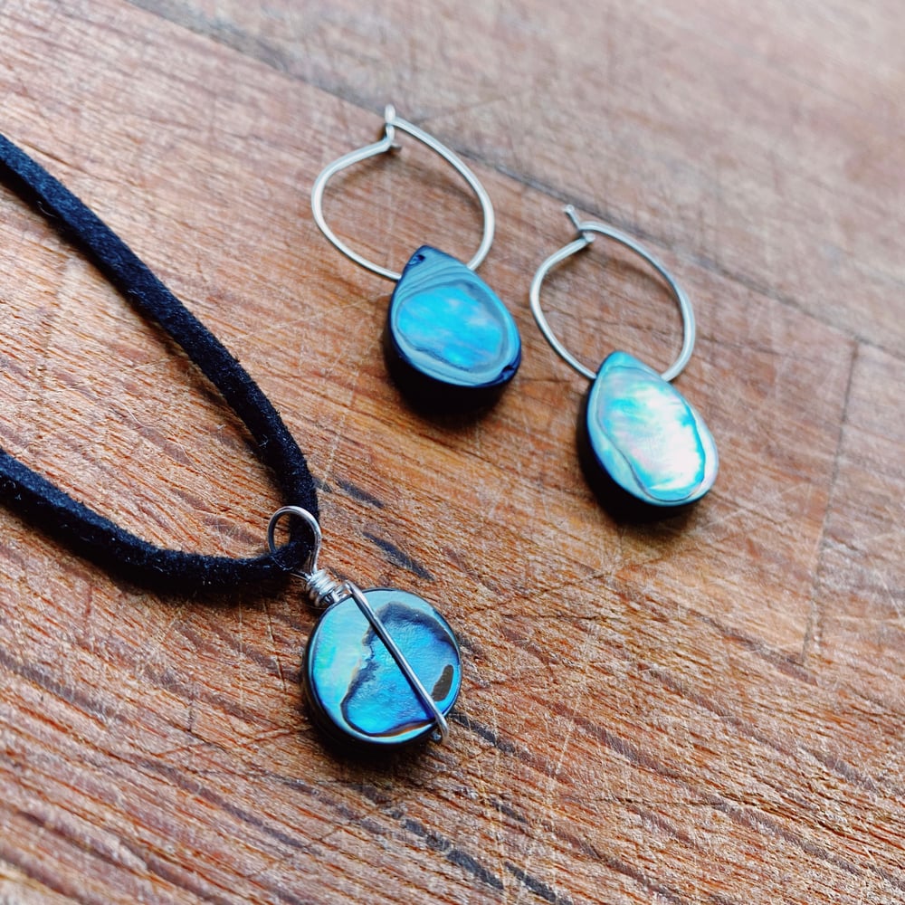 Image of Abalone Earring & necklace set