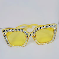 Image 1 of Oversize Square Sparkling Sunglasses AC Frame Glasses for Women..