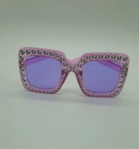 Image 1 of Oversize Square Sparkling Sunglasses AC Frame Glasses for Women,,,,,