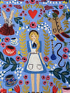 1/2 Yard - Rifle Paper Co. Fabric - Alice in Wonderland from Wonderland Collection - Periwinkle