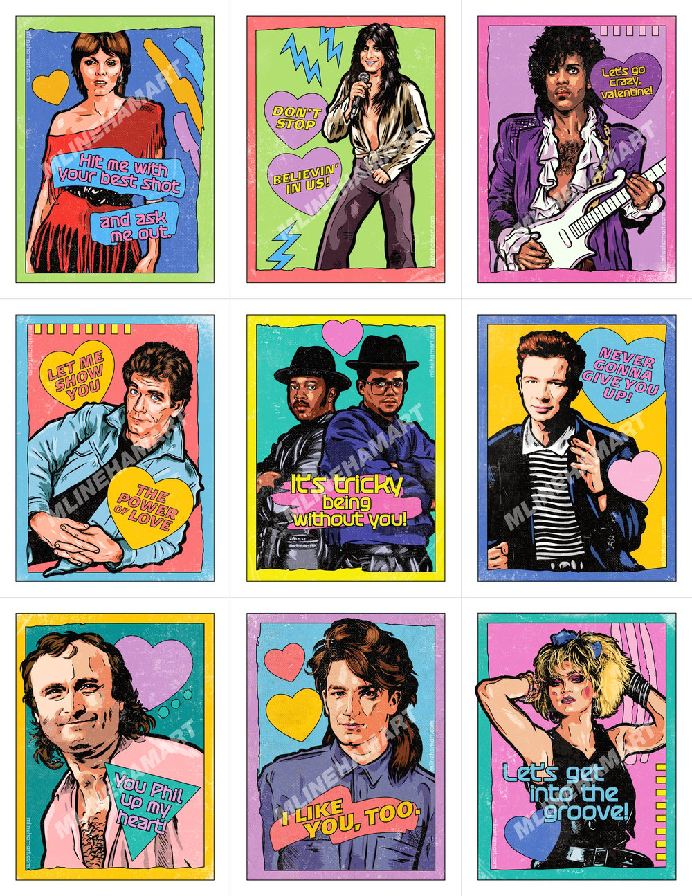 80's Music Valentine's Day Card Pack (2021)