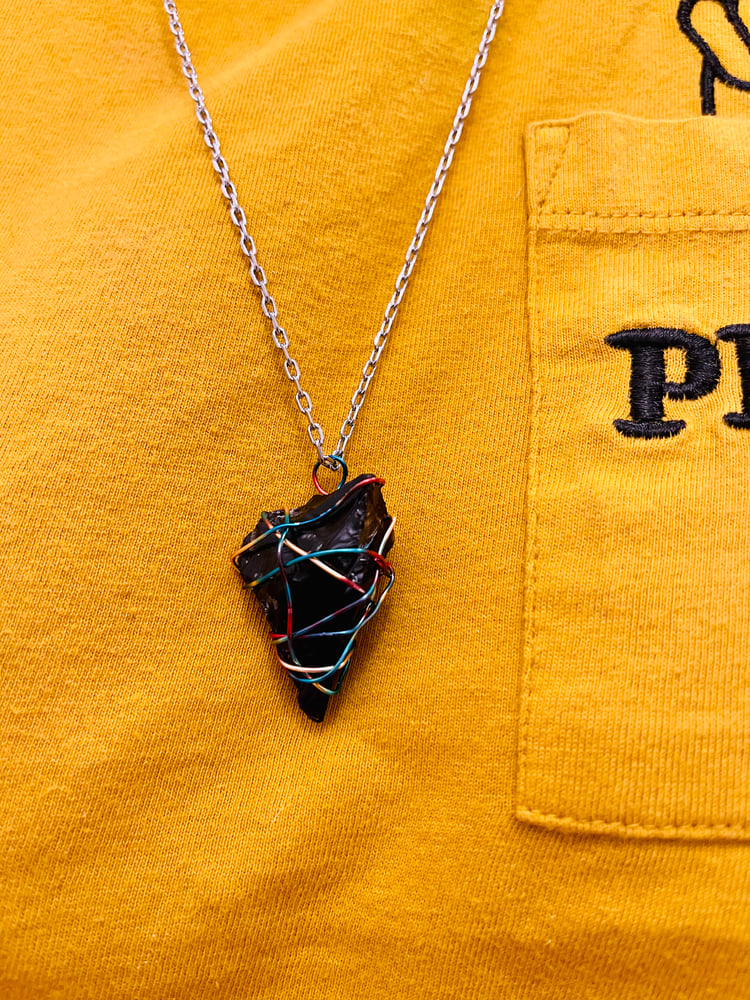 Image of Raw Black Obsidian Wire-Wrapped Necklace