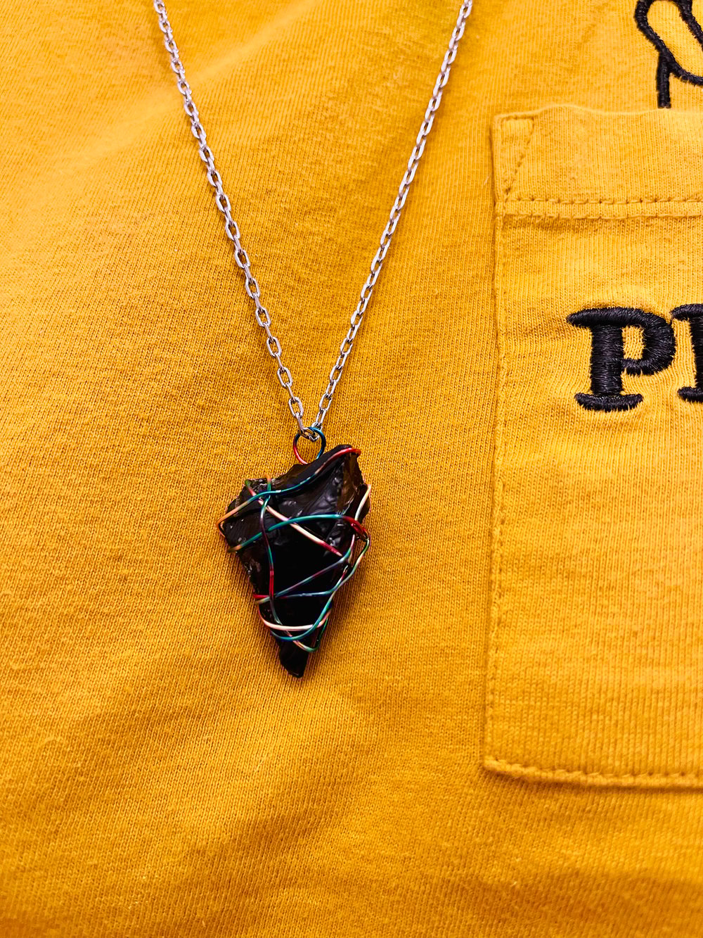 Image of Raw Black Obsidian Wire-Wrapped Necklace