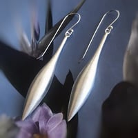 Image 1 of Elongated Drop Silver Earrings