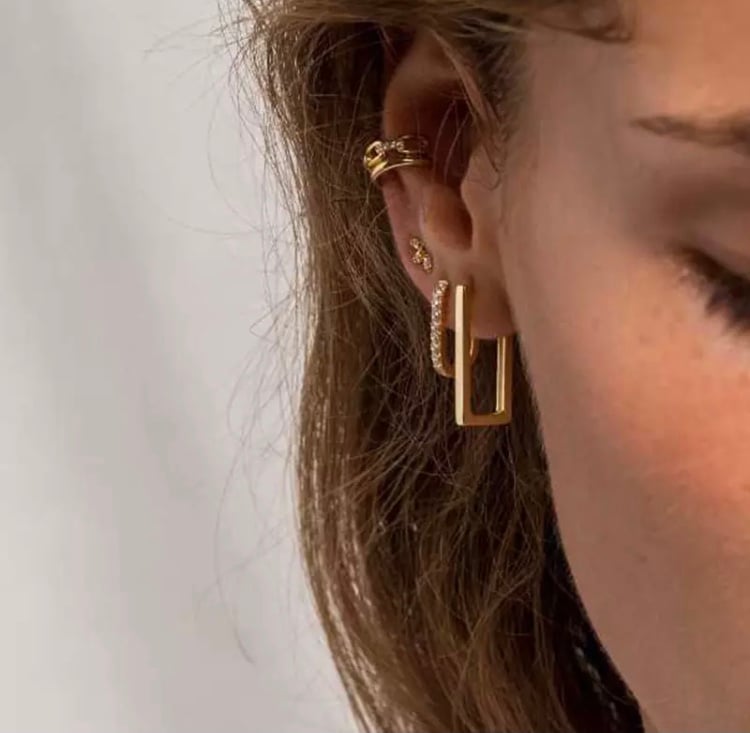 Image of Rectangle Hoop Earrings