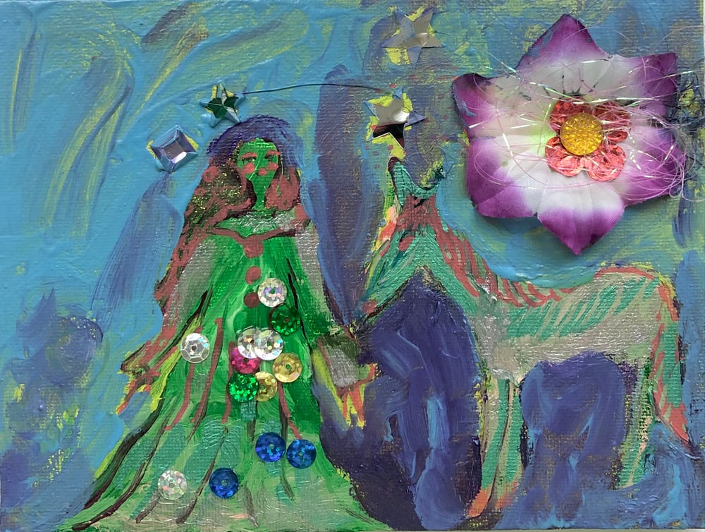 Image of The sequins dress and mint pony 