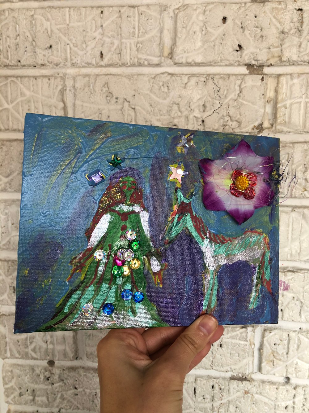 Image of The sequins dress and mint pony 