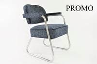 Image 1 of Fauteuils chromés bouclette bleu et ivoire