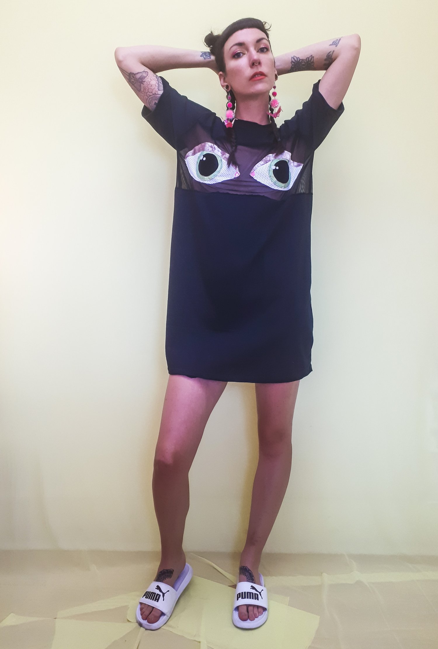 Image of Peek-a-boo Mesh Panel Oversized Tee