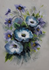 Image 1 of Blossoms in blues gicleé print
