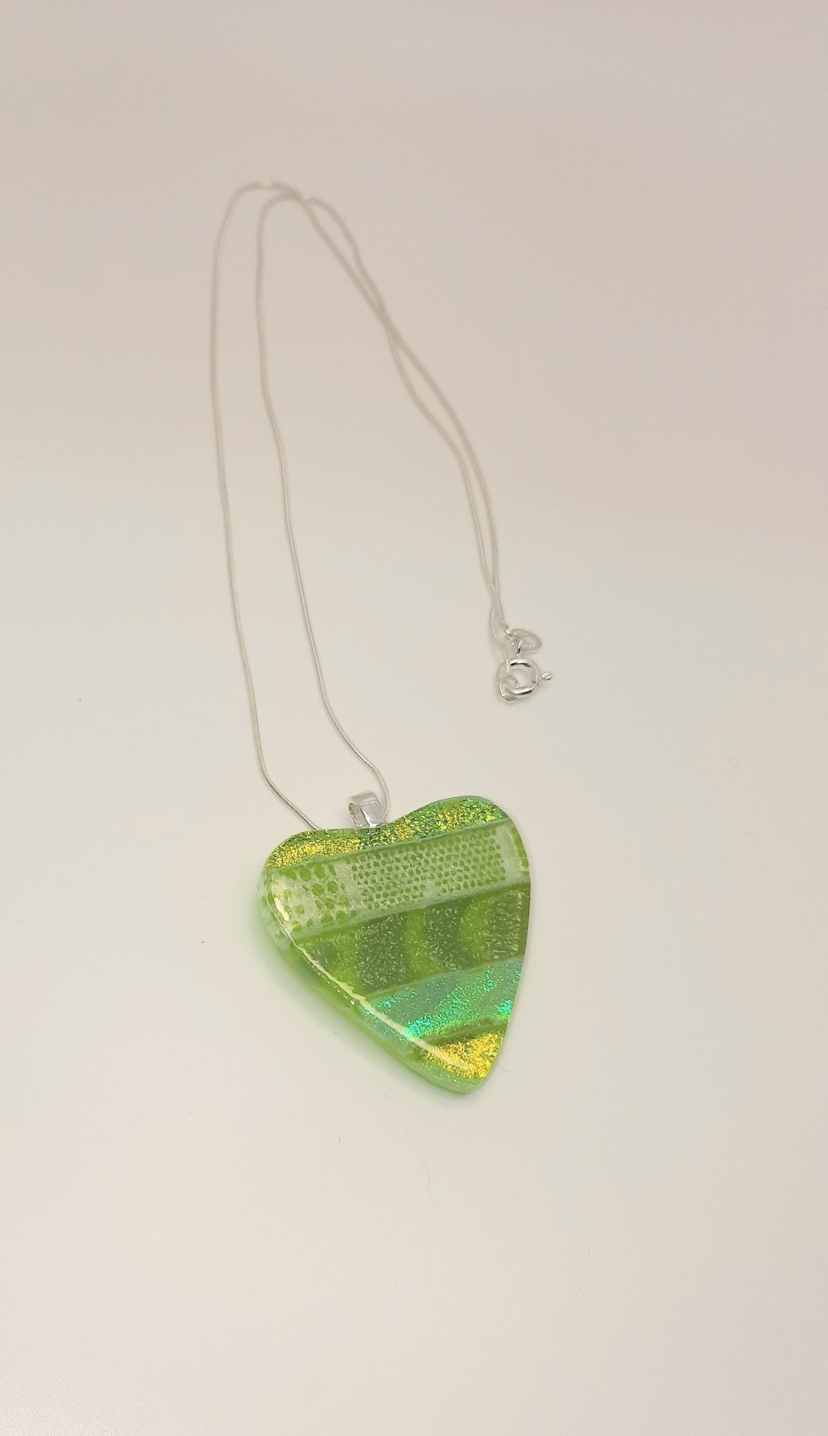 Image of Medium green heart shaped decoupage pendant