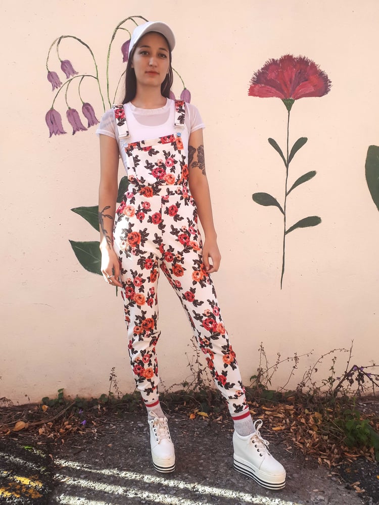 Image of Floral High Waist Overalls