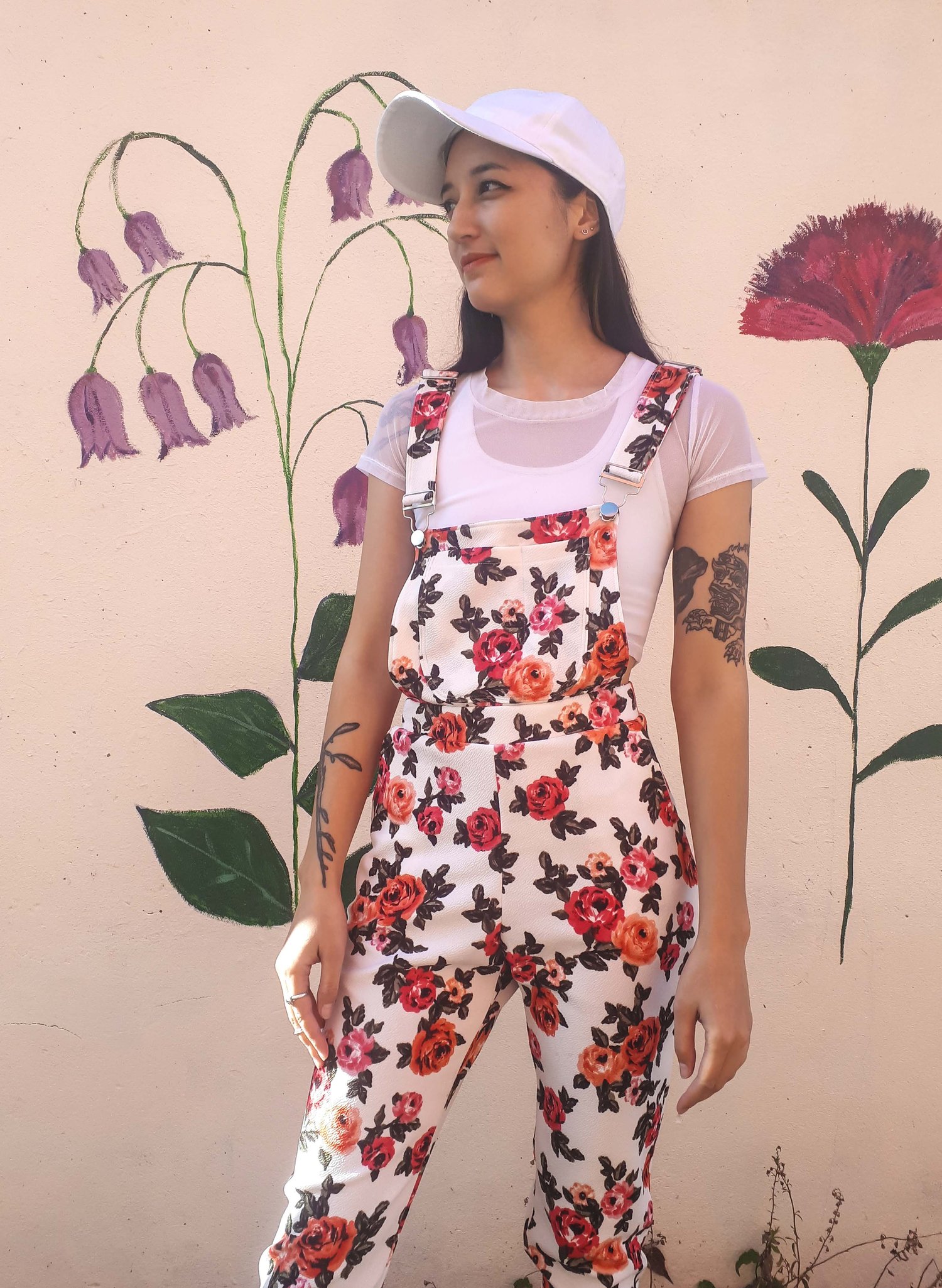 Image of Floral High Waist Overalls