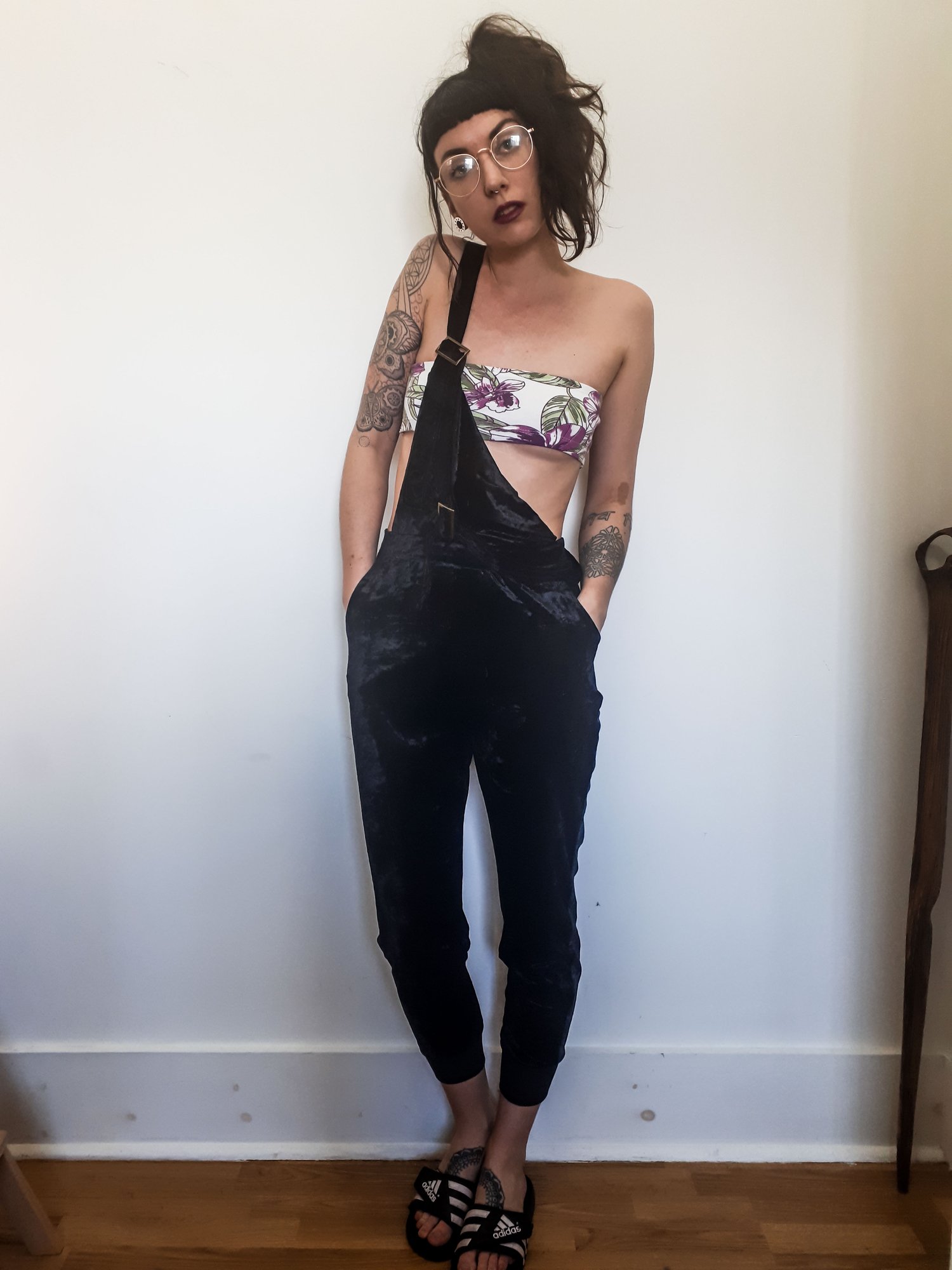 Image of Stretch Velvet Custom Overalls