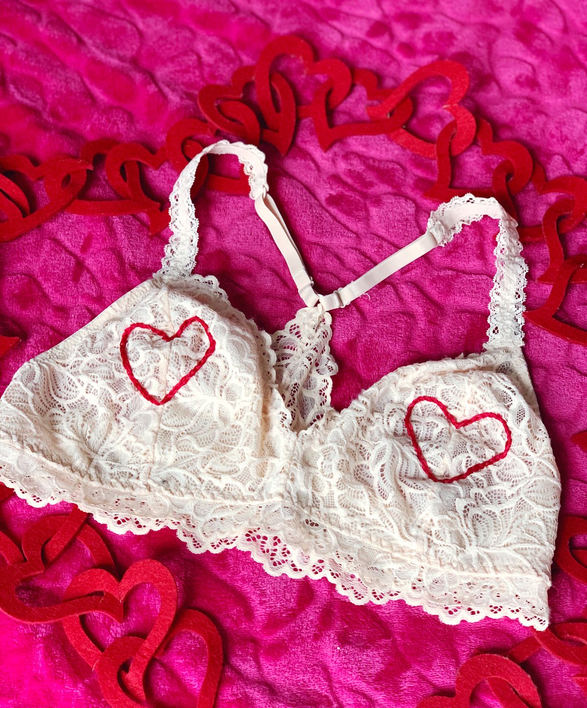 Embroidered Heart Bralette