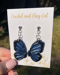 Image 3 of Blue Monarch Butterfly Earrings 