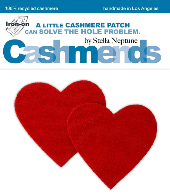 Image of Iron-On Cashmere Elbow Patches - Tomato Red Hearts