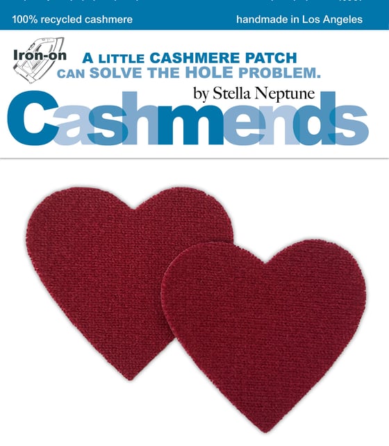 Image of Iron-On Cashmere Elbow Patches - Dark Red Hearts