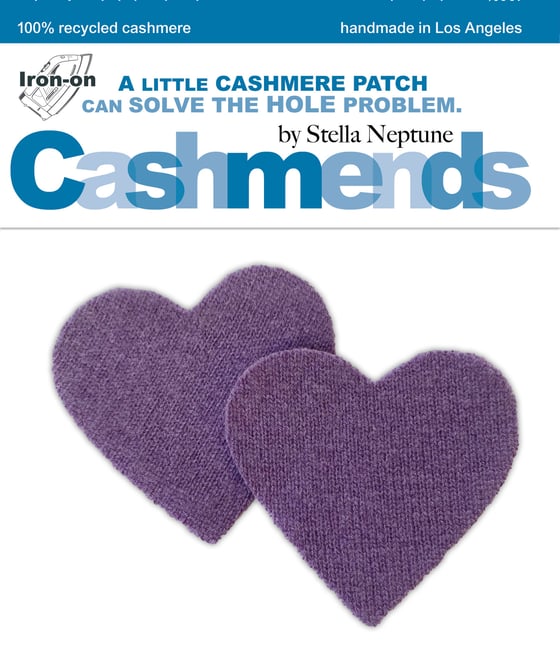 Image of Iron-On Cashmere Elbow Patches - Dark Lavender Hearts