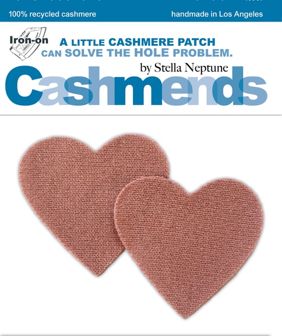 Image of Iron-On Cashmere Elbow Patches - Rosewood Pink Hearts