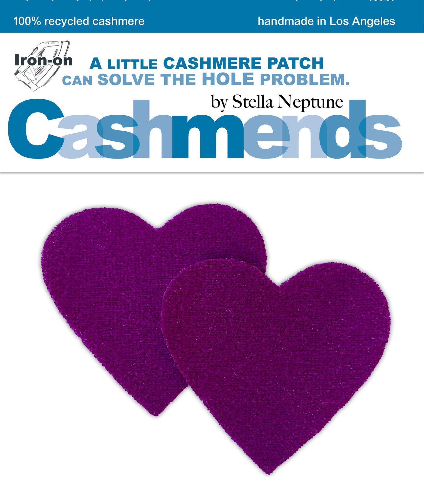 Iron-On Cashmere Elbow Patches - Purple Violet Hearts