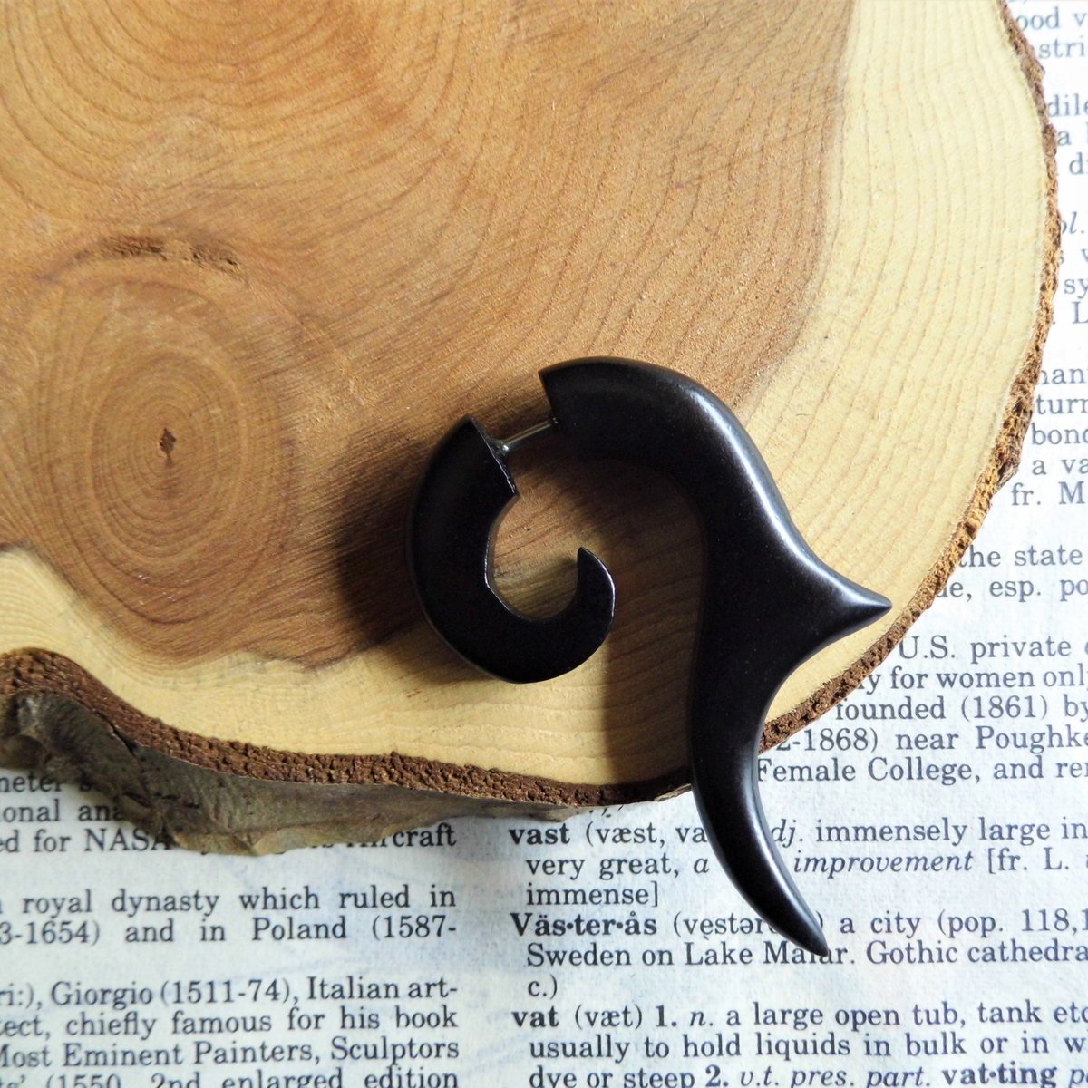 Black Wooden Fish Hook Earring Women Men