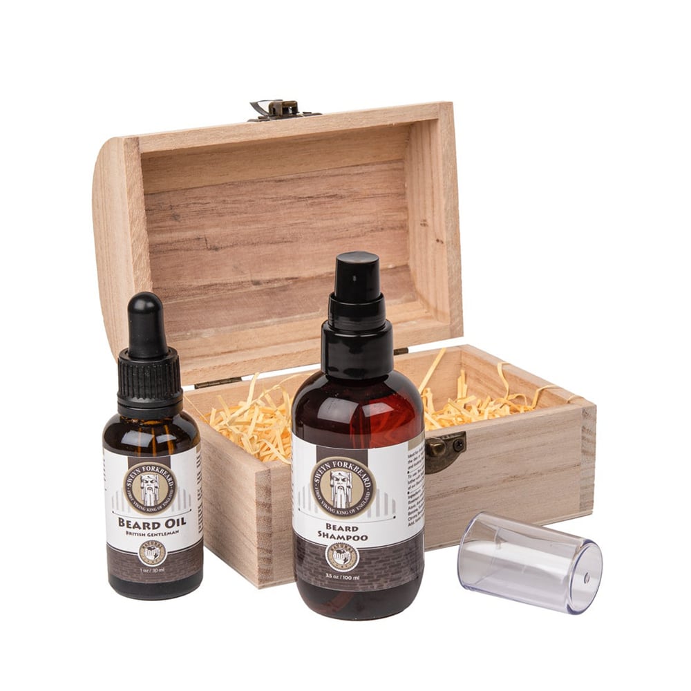 Image of Beard Oil & Beard Shampoo Wooden Box
