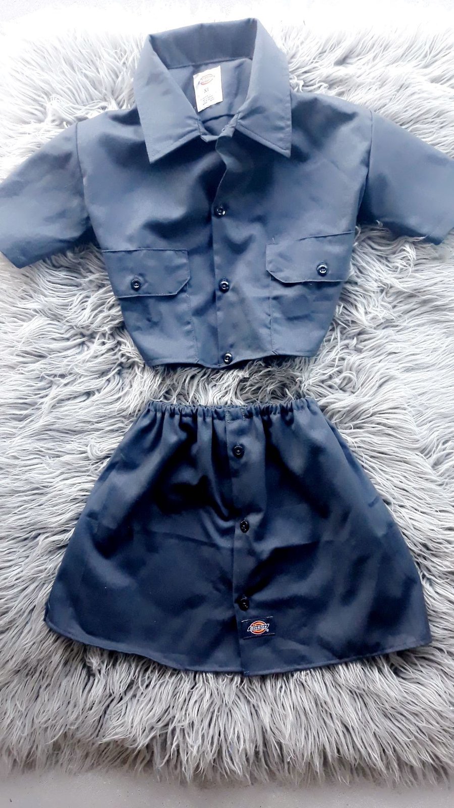 blue 2 piece skirt set