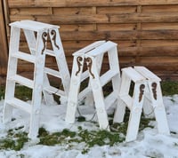 Image 2 of Wooden ladder white ornament vintage H-80cm