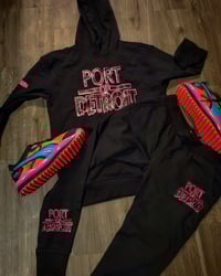 Black and pink port of Detroit 2piece jogger sets 
