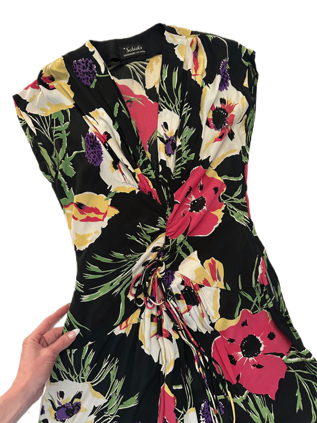 1930s poppy dress maxi cold rayon silk