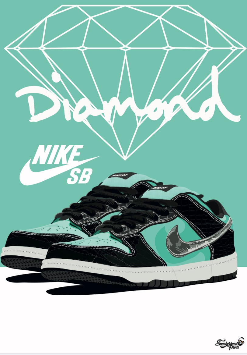 Culpa Al borde otro Nike Dunk SB Low x Diamond Supply Co. "Tiffany" | Sneakerhead Prints