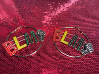 Image 3 of Colorful  BLING BLM (Black Lives Matter) Hoops