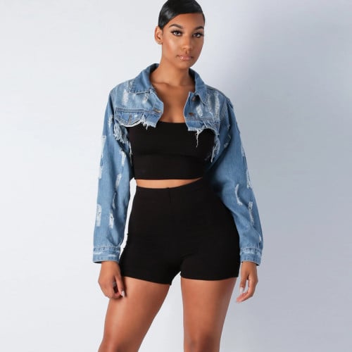 super cropped jean jacket