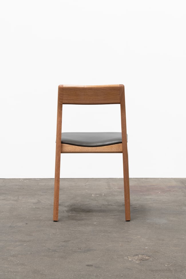 ROSE DINING CHAIR IN TASMANIAN OAK WITH AN UPHOLSTERED LEATHER SEAT