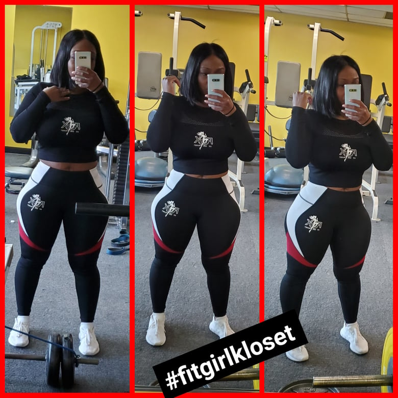 Image of Black/Red Colorblock Leggings 