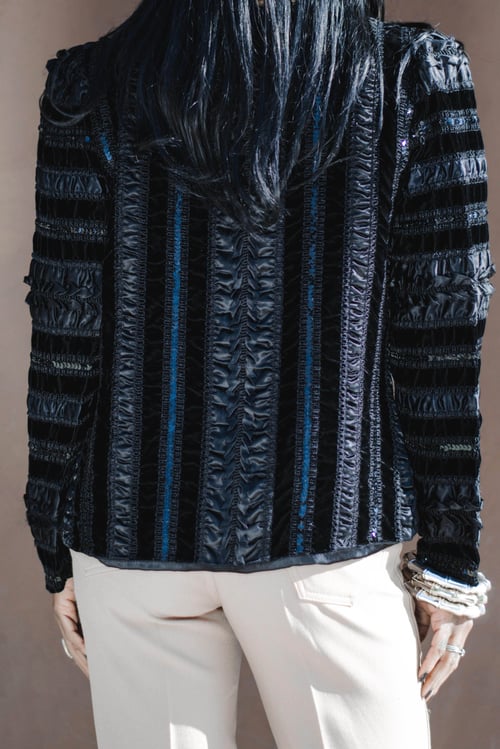 Image of Vintage Echelon Noir Satin/Sequins/Velvet Blazer