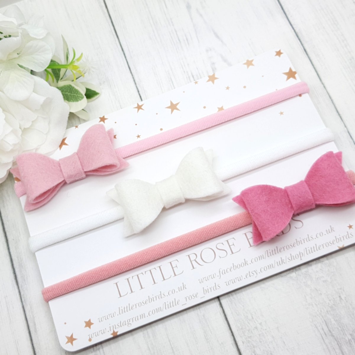 Image of Set of 3 Small Bows - Choice of Headband or Clip