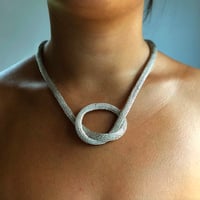 Image 1 of hand made crocheted silver necklace