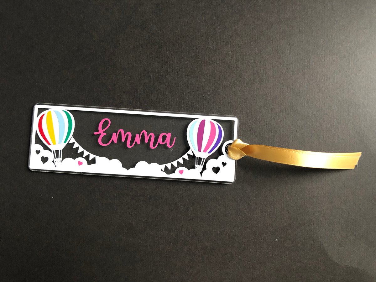 Image of Hot Air Balloon Acrylic Bookmark with ribbon (2mm thick)